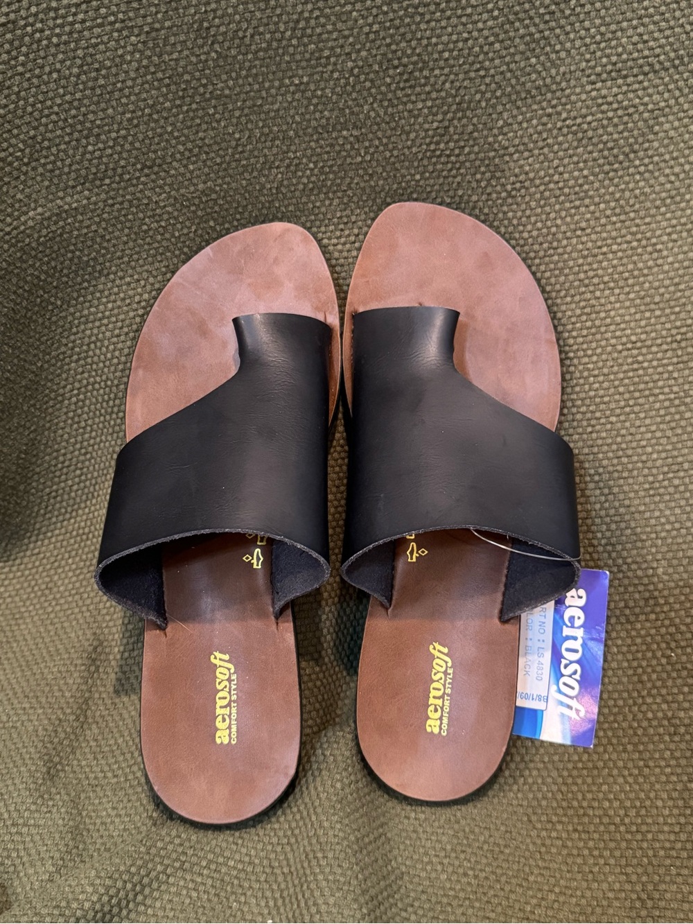 Aerosoft Black Brown Sandals US 9 NWT